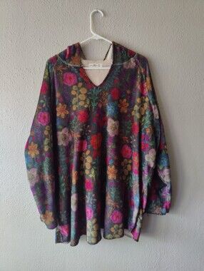 Natural Life Oversized Hoodie Snuggie With Plush Fleece Floral Pattern Colorful